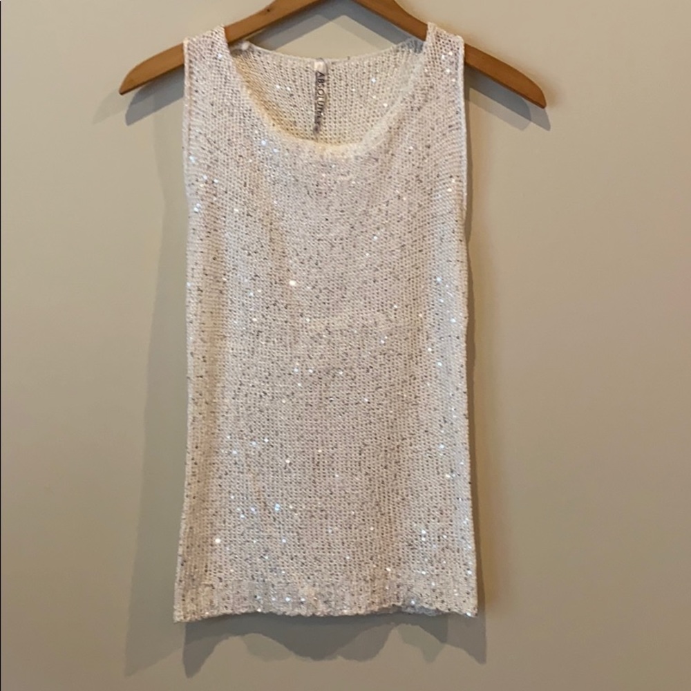 NWT Absolutely white tank top w/ silver sequins